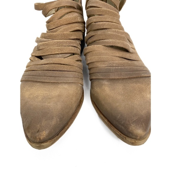 Free People Lost Valley Leather Distressed Ankle Booties, Taupe - Size 37 - Picture 6 of 12